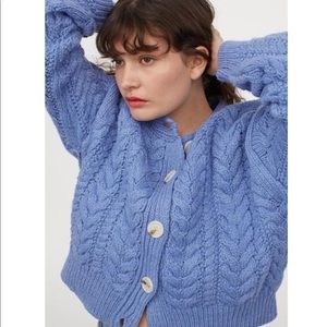 H&M Blue Cable-knit Cardigan